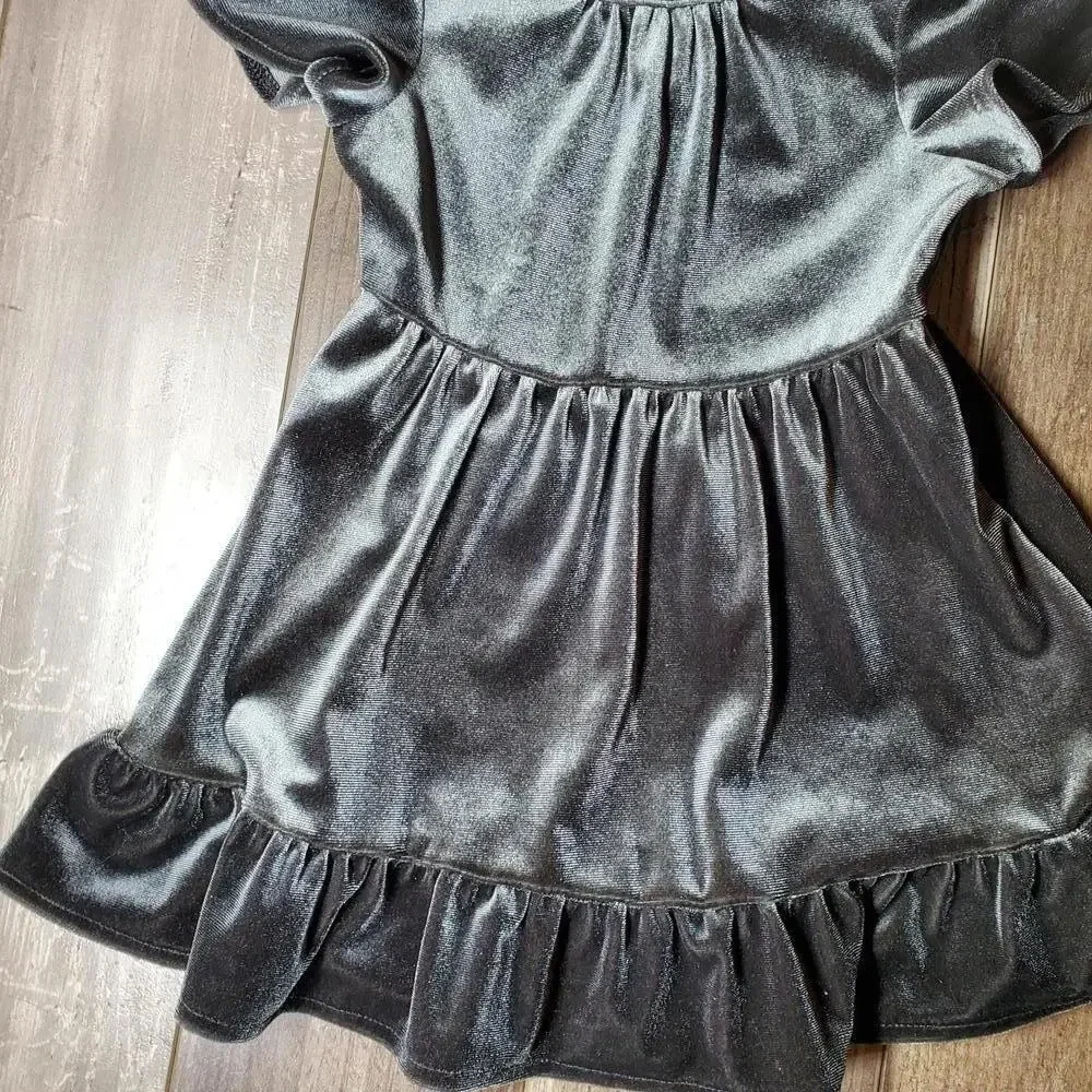 Old Navy Gray Velvet Toddler Girls Dress Size 12-18 Months